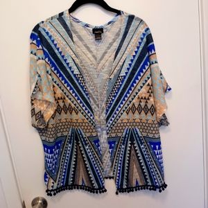 Short Sleeve Open Front Sweater Shirt